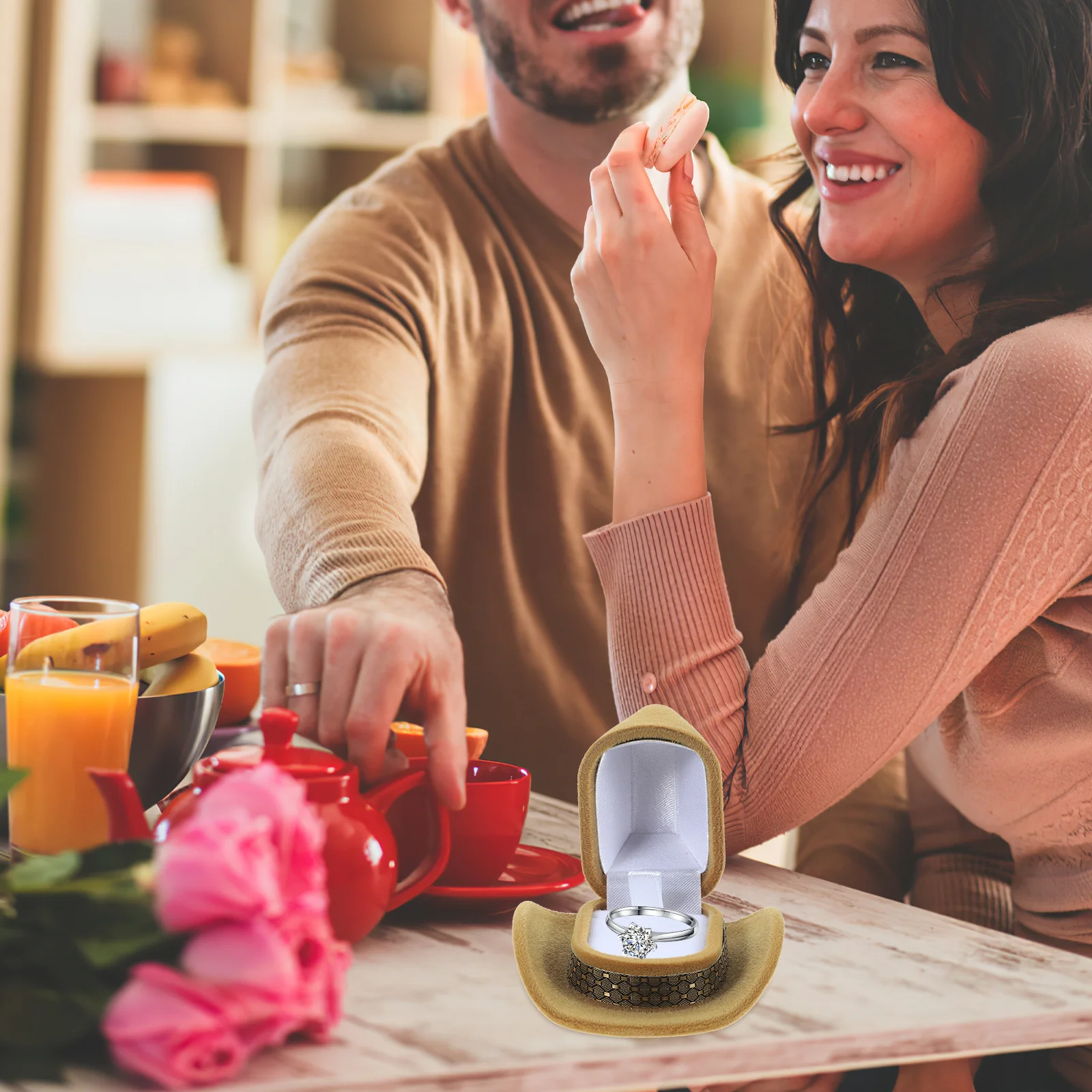 

Cowboy Hat Shape Jewelry Gift Ring Box Simple Opening Design Perfect for Wedding Anniversary Birthday Valentine's Day Engagement