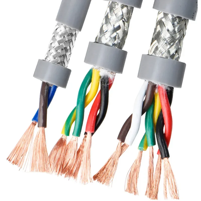 High Flexibility CNC Twisted Pair Shielded Cable 2/10/50m 2-12 Core 26-17AWG TRVVPS Oil Resistant Bending Wire for CNC Machines