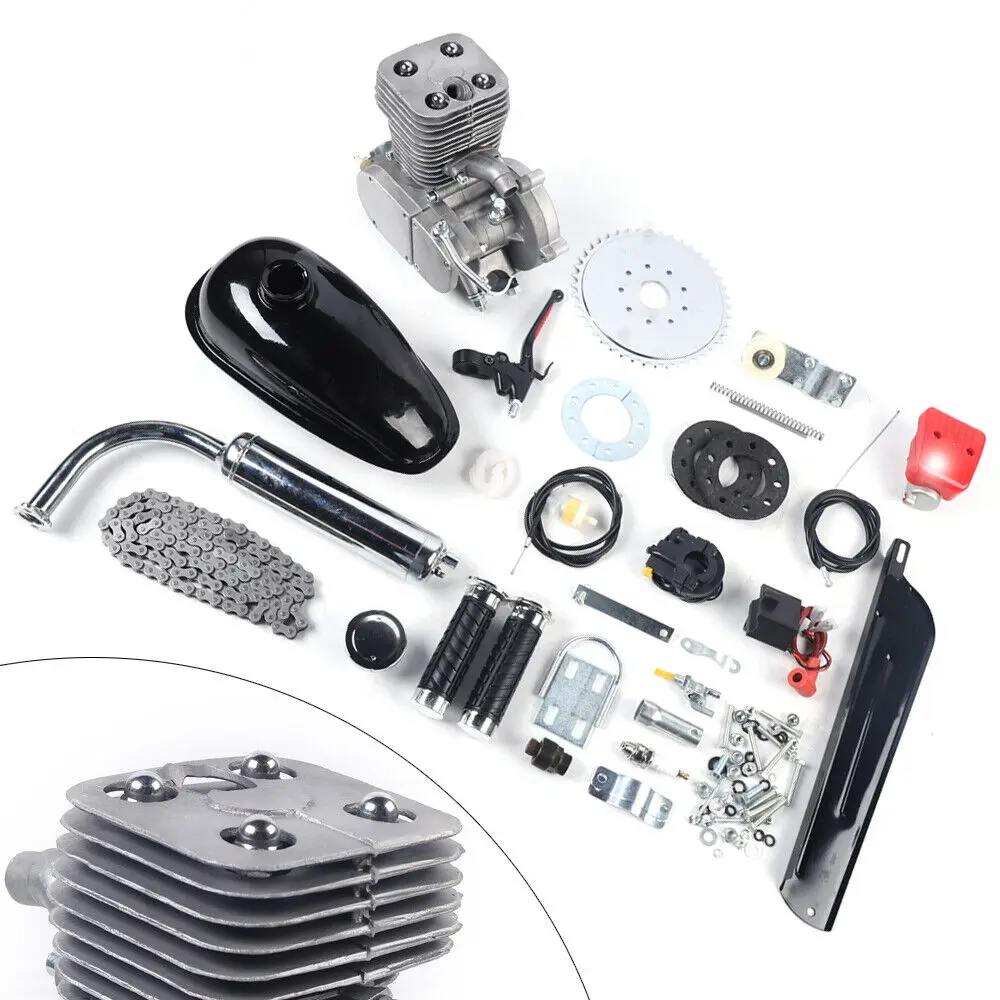 2 Stroke 100cc Bicycle Engine Kit Bike 36/44Tooth Petrol Gas Engine Motor For Electric Bicycle Mountain Bike Complete Set