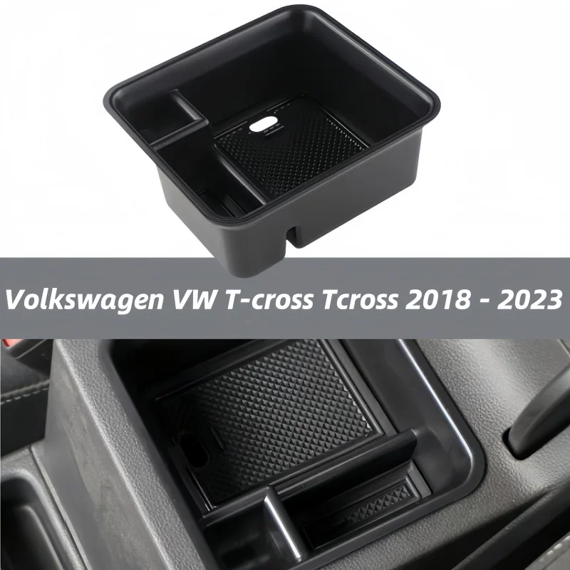 

For Volkswagen VW T-cross Tcross 2018 - 2023 Car Center Console Organizer Tray Armrest Storage Box Car Accessories