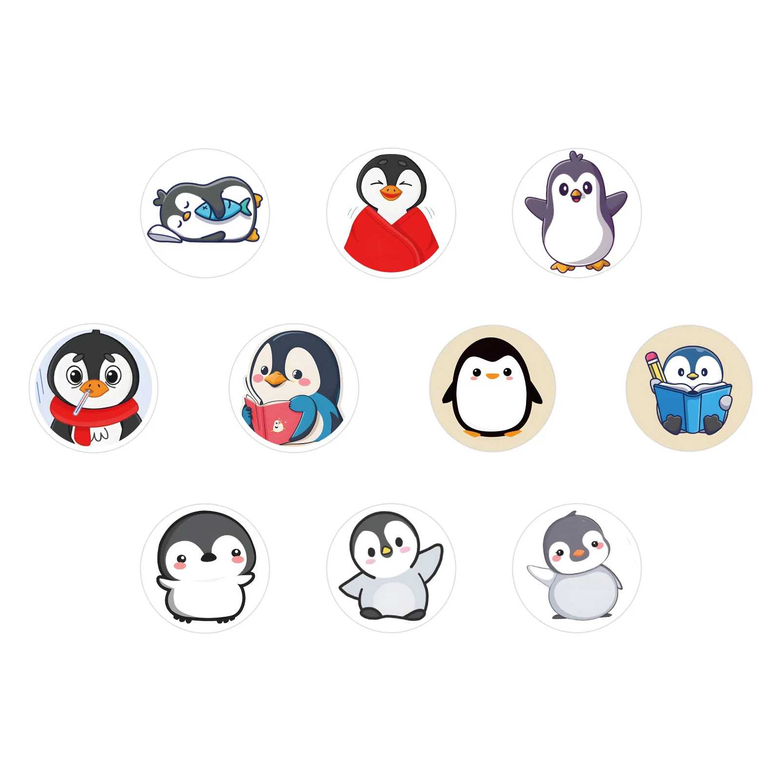 100-500pcs Cartoon Penguin Stickers For Kid Funny Decal Toy Gift DIY Decoration Label Cute Animal Label Stationery Sticker