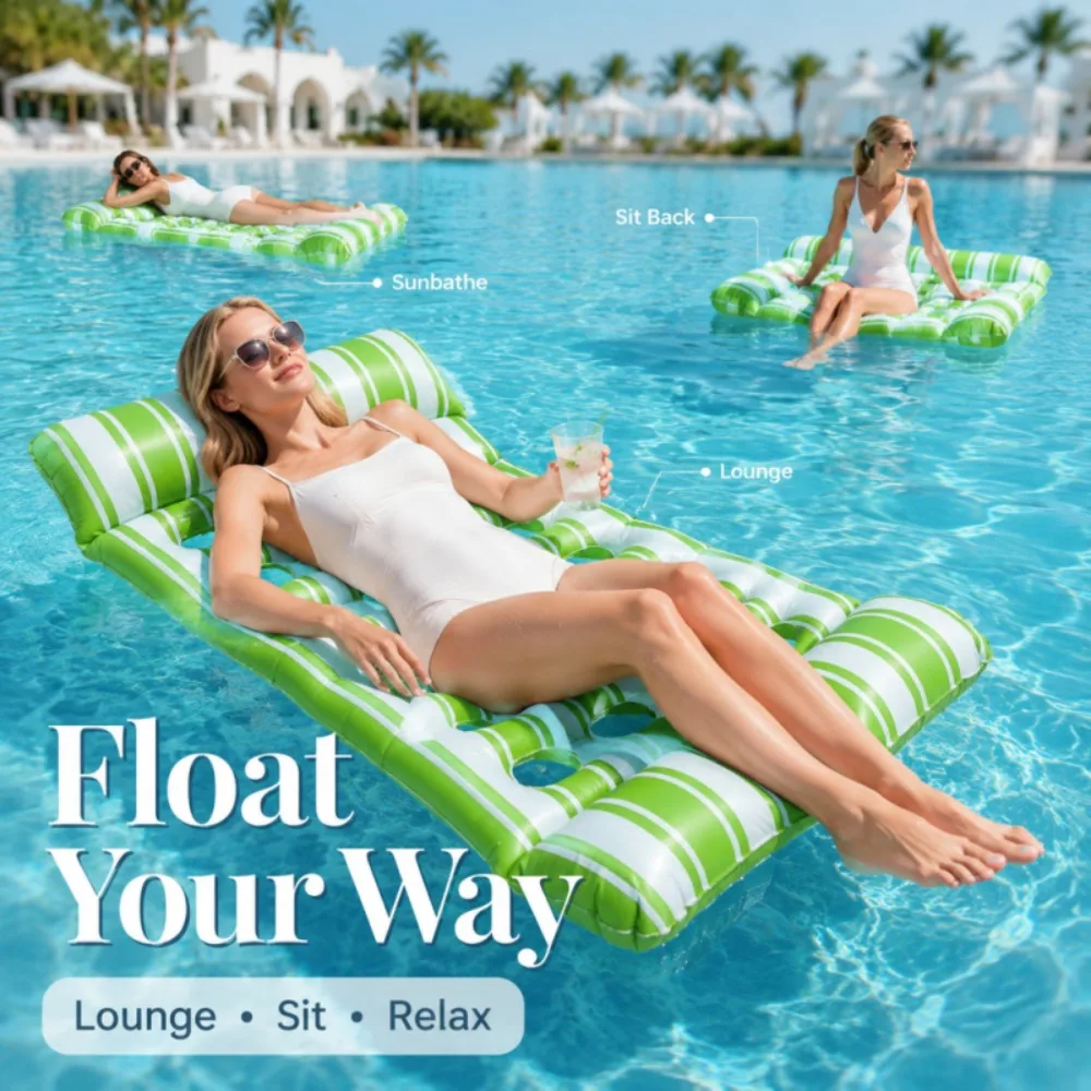 Water Hammock Recliner Inflatable Floating Swimming Mattress Sea Swim Ring Pool Party Outdoor Toys Bed Portable Foldable
