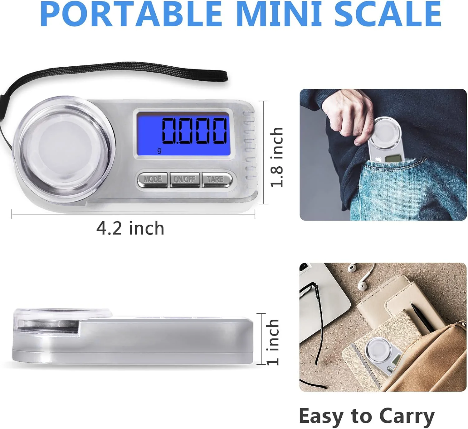 مقياس مليغرام رقمي، 20 جرام × 0.001 جرام مقياس Mg صغير عالي الدقة مع شاشة LCD 6 وحدات ميزان مجوهرات محمول، جرام صغير #3