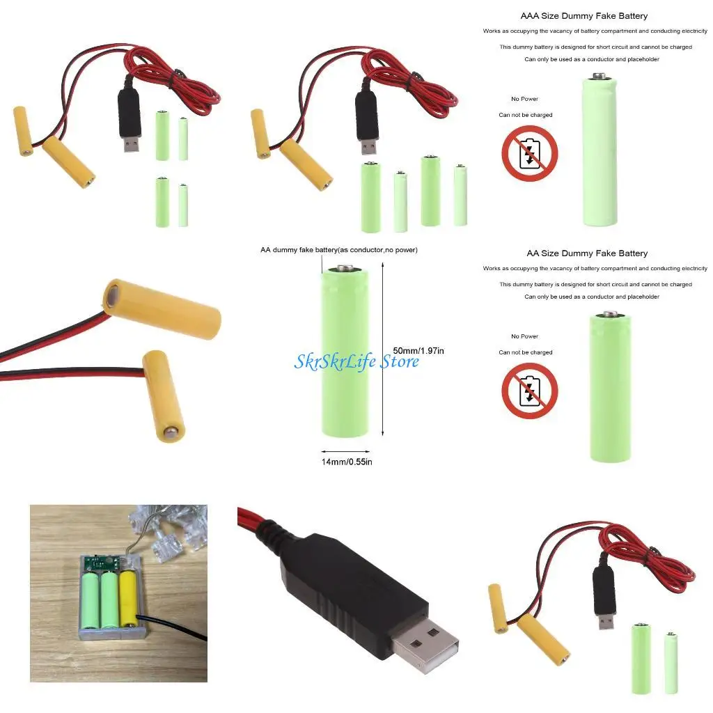 

E65E 1 in 2 4.5V AAA Dummy Battery AA Battery Eliminators Replace 3x 1.5V AA+AAA