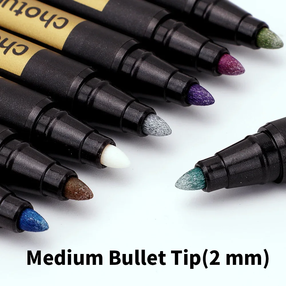10/20 farbige Metallic-Marker, Farbmarker mit mittlerer Spitze für schwarzes Papier, Kartenherstellung, Osterei, Felsmalerei, Sammelalbum, Basteln – Detail 7