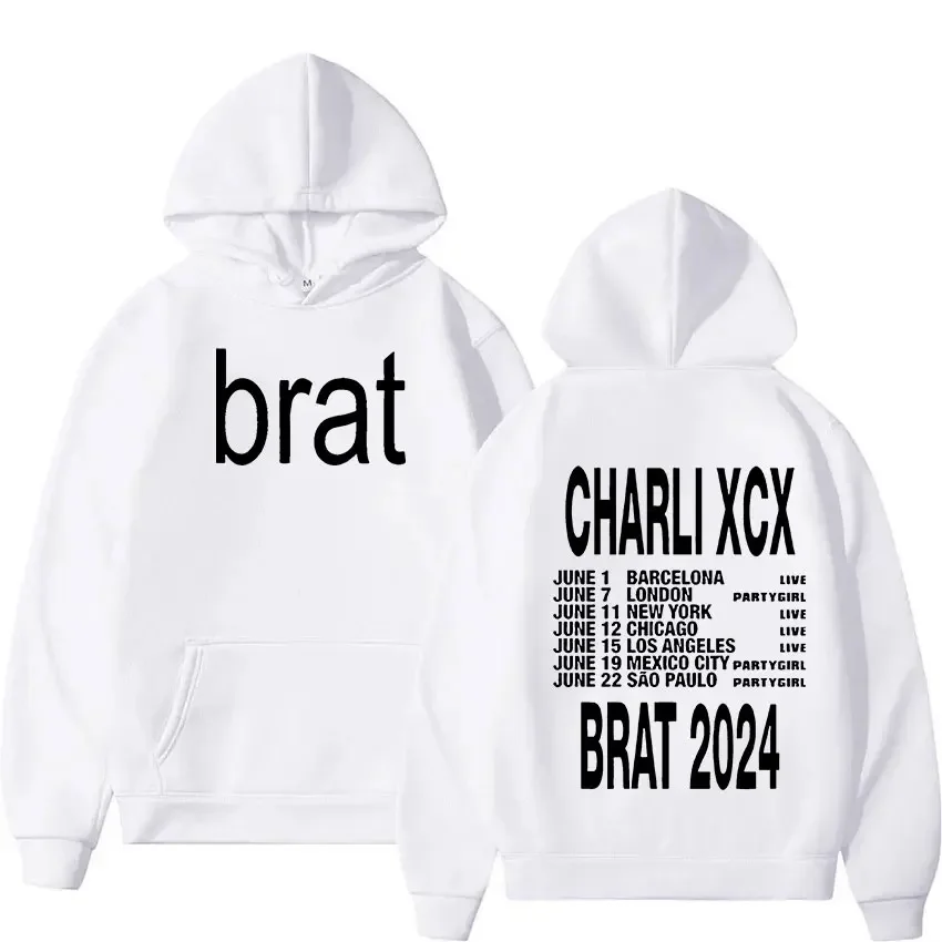 Худи Charli Xcx Brat Tour с принтом альбома, мужская и женская мода, толстовки с капюшоном в стиле хип-хоп, винтажные толстовки большого размера, уличная одежда, 2024