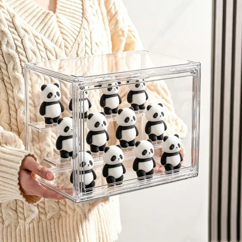 Acrylic Display Case for Figures,with Magnetic Door,Adjustable Stackable Showcase for Collectibles Action Figure Doll Miniatur