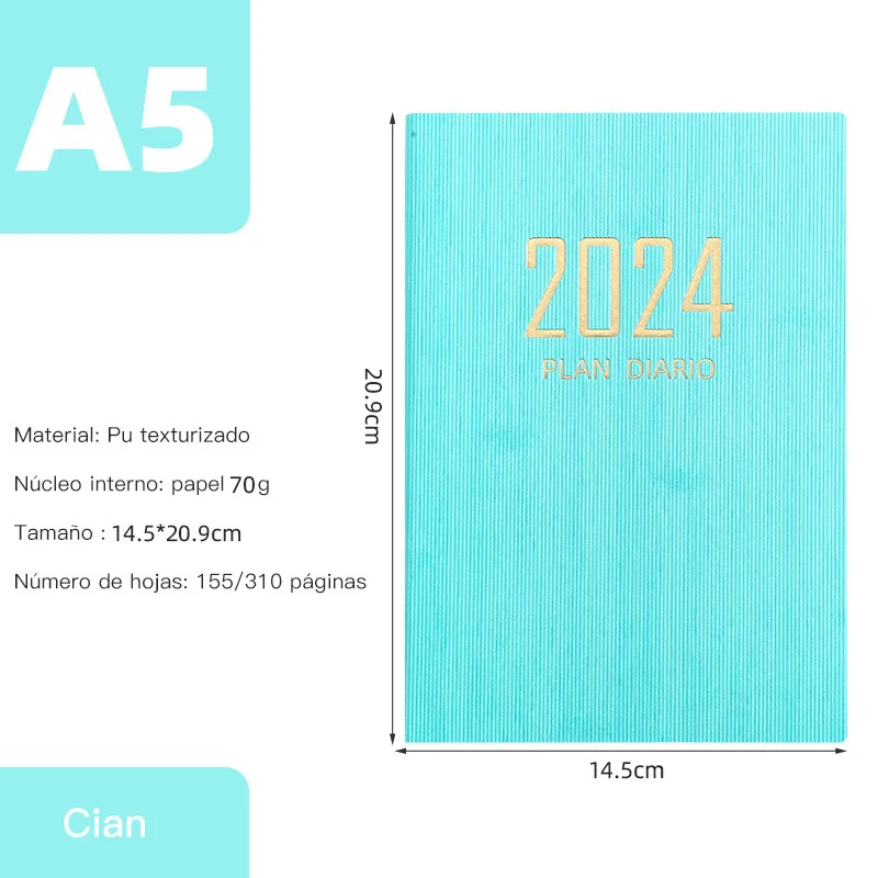 2024 A5 A7  Agenda Planner Notebook Diary Weekly Planner  Habit Schedules Journal Notebooks For School Stationery Office Spanish