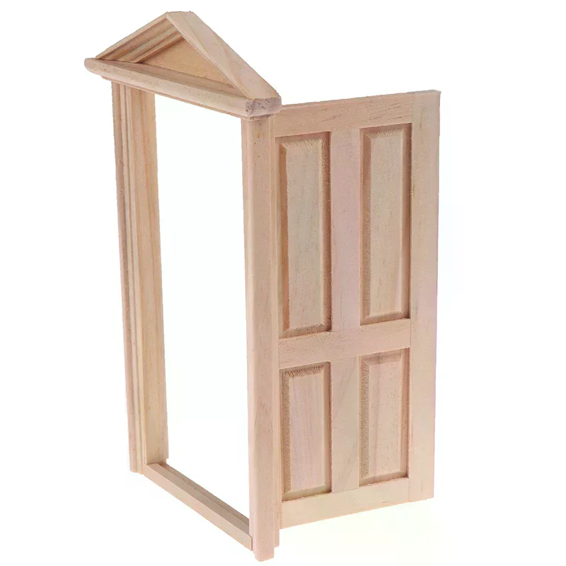 Dollhouse Miniature Furniture High Quality 12 Simulation Diy Wooden Spire Door Accessories 1:12 Perfect Gift For Kids