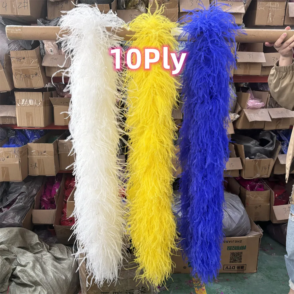 

High Quality Real Ostrich Feathers Boas 10Ply 0.5-3Meters Yellow Blue Fluffy Feather for Carnival Party Plumes Shawl Scarf Decor