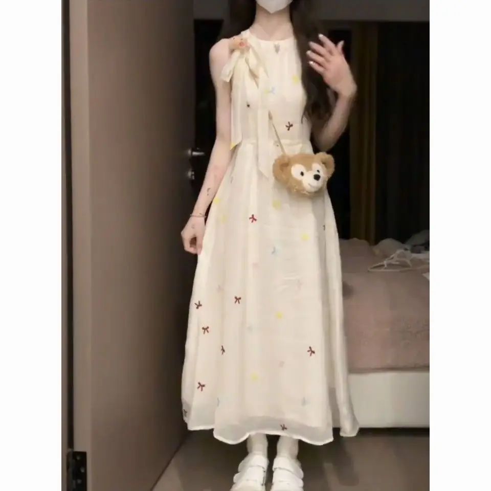 Nieuwe zoete en afslankende nieuwe stijl in Chinese stijl in de zomer Nieuwe stijl Taille-knuffelende Franse strikjurk