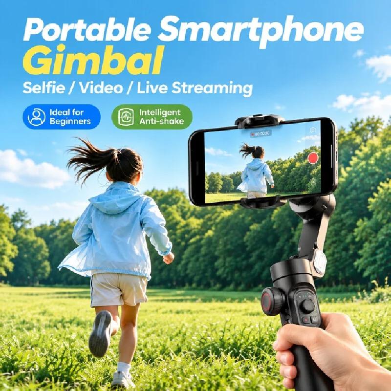 Tripod For Mobile Phone 3 Axis Smartphone Gimbal Stabilizer Face Tracking Anti Shake Selfie Stick For Video Recording Live Strea