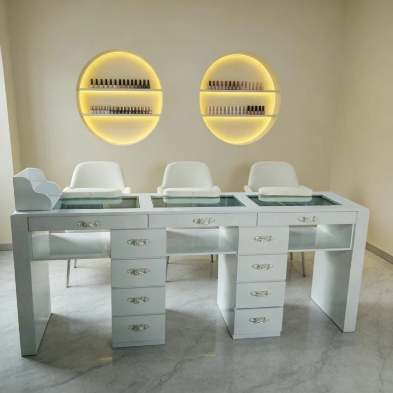 Модный минималистичный стол в стиле Ins, экономичная стеклянная маникюрная станция на одну/две/три персоны, набор для маникюрного салона