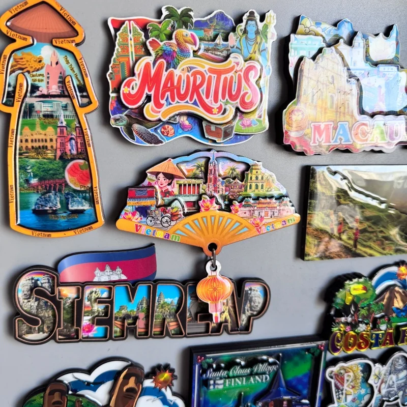 مغناطيس الثلاجة الخشبية فيتنام كمبوديا دبي موريشيوس فنلندا بالي أستراليا إسبانيا أيسلندا ماليزيا جزر المالديف بونتا كانا اليابان #1