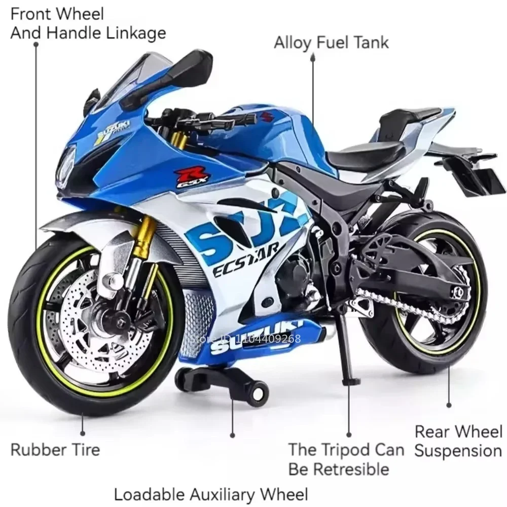 1:12 Aprilia RSV4 RR1000 Suzuki GSX-R1000R Alloy Racing รถจักรยานยนต์รุ่น Diecast Street Cross-Country มอเตอร์รุ่นเด็กนําเสนอ