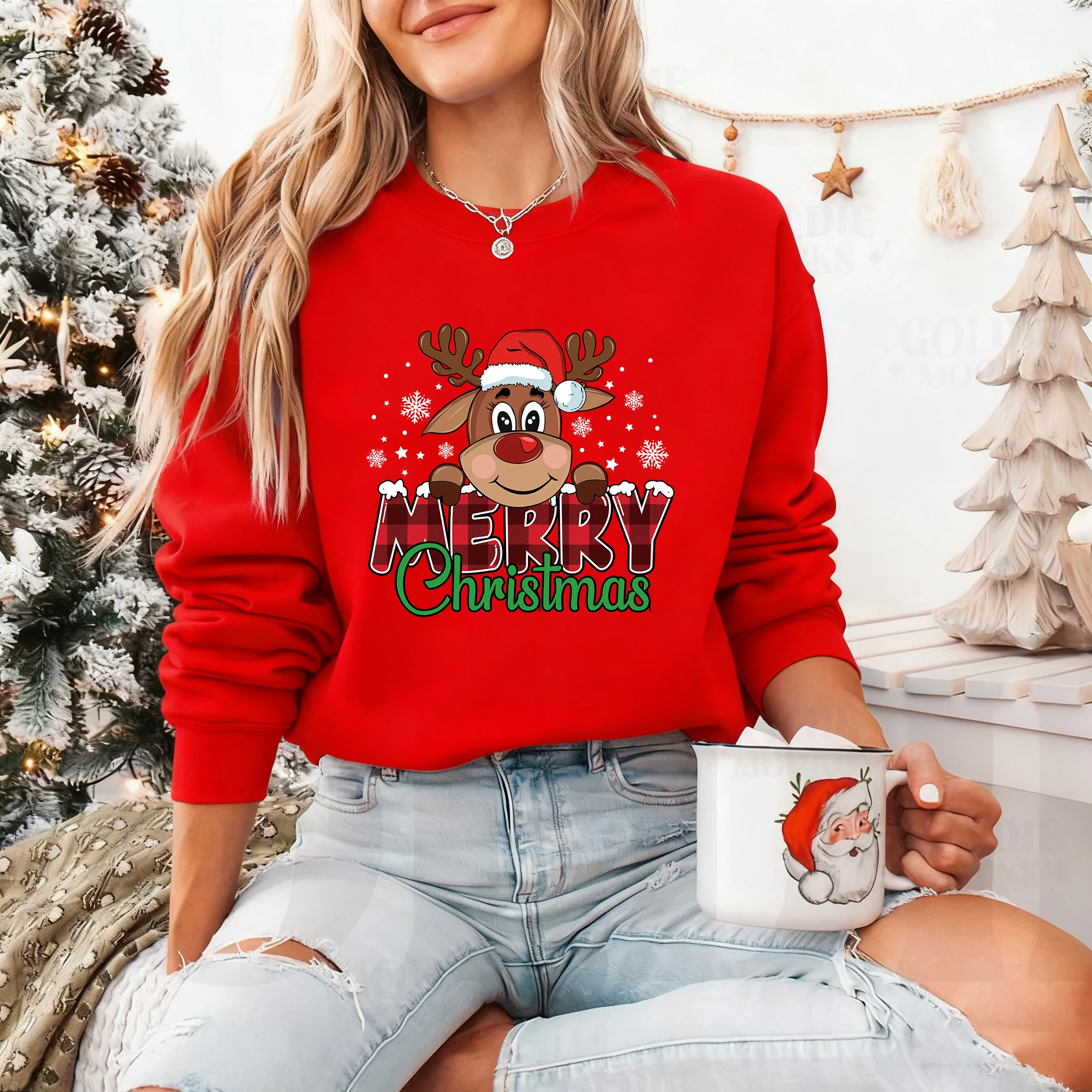 

Новая женская модная толстовка с рисунком оленя с Рождеством и длинными рукавами, рождественская одежда, рождественский свитшот с оленями