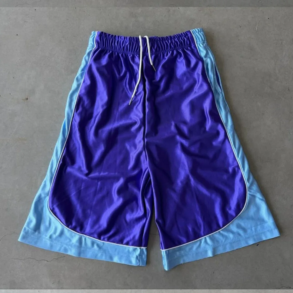 Retro-Hose in kontrastfarbenem, leuchtendem Design, 7 Zoll lang, mit Kordelzug und elastischem Bund, weiten Beinen und lockerer Passform, Sportshorts. – Detail 6