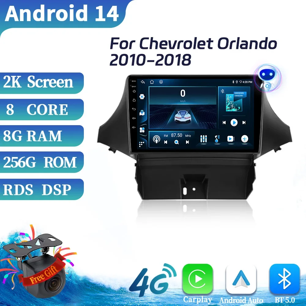 Android 14 For Chevrolet Orlando 2010-2018 Car Radio 4G Wireless Bluetooth Carplay Multimedia Bluetooth Navigation Touch Screen