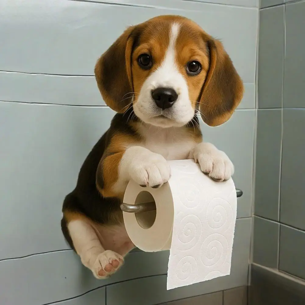 Tissue Rack Shark-shaped Dog Toilet Paper Rack Toilet Paper Holder Wall Mount Resin Dog Roll Organizer Bathroom Decoration