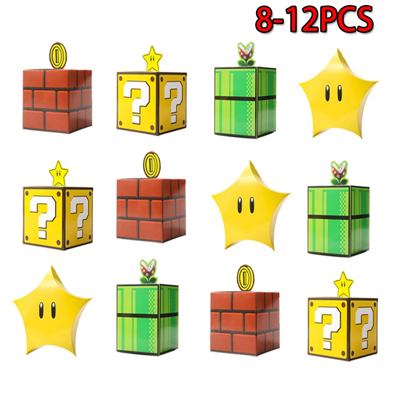 Super Mario Candy Boxes Game Prop Brick Comic Mario Theme Party Water Pipes and Stars Gift Boxes & Bags Decorating Supplies