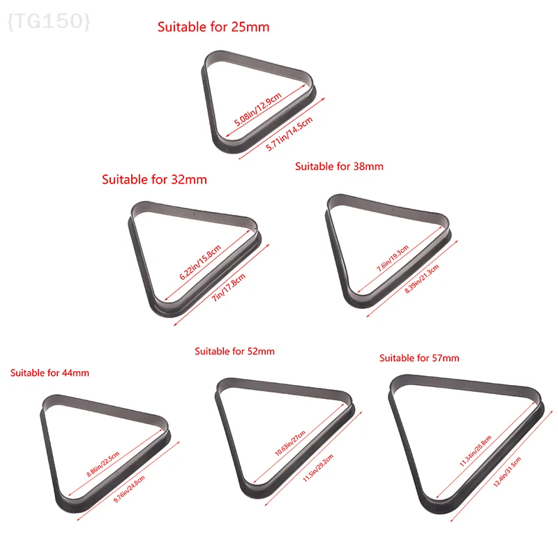 ชุดสามเหลี่ยมวางลูกสนุกเกอร์ 1 ชิ้น |   กรอบพลาสติก 5 ขนาด (25/32/38/44/52/57 มม.) สำหรับเกมโต๊ะพูล