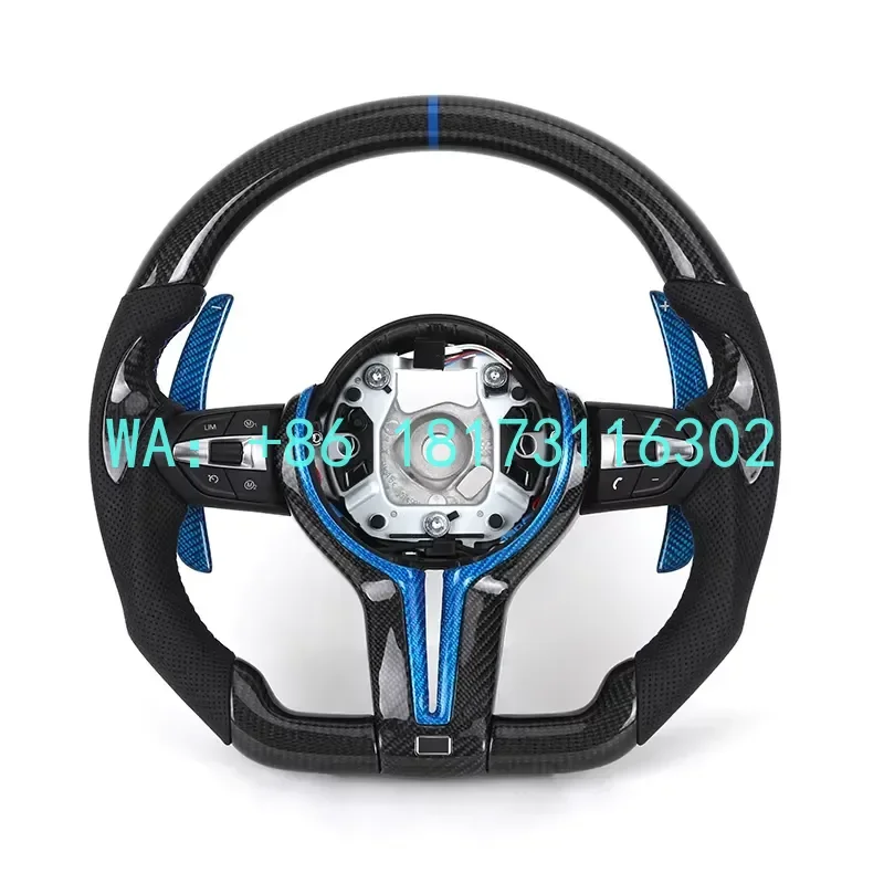 

China Plant 2026 Custom Blue Paddle M Sport Carbon Fiber Steering Wheel F10 F20 F30 F32 F36 M2 F87 M3 F80 M4 F82 F85 E70