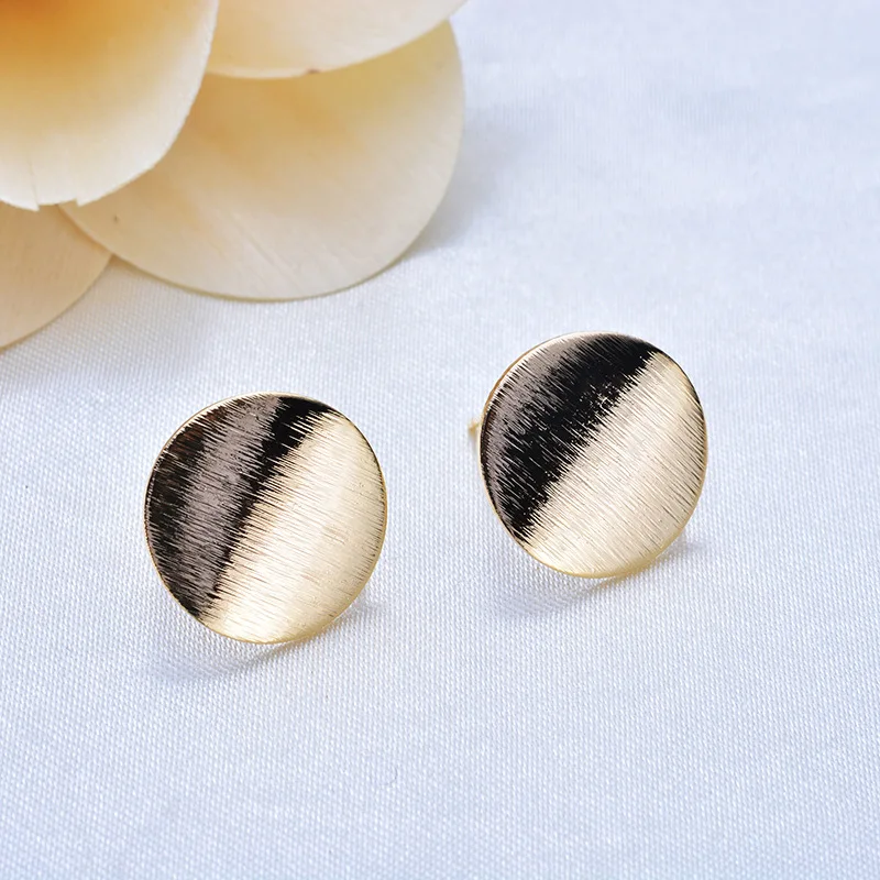 6PCS 12MM 24K Gold Color Plated Brass Jewelry Accessories Round Stud Earing DIY Making Hand Made Jewelry Findings Component