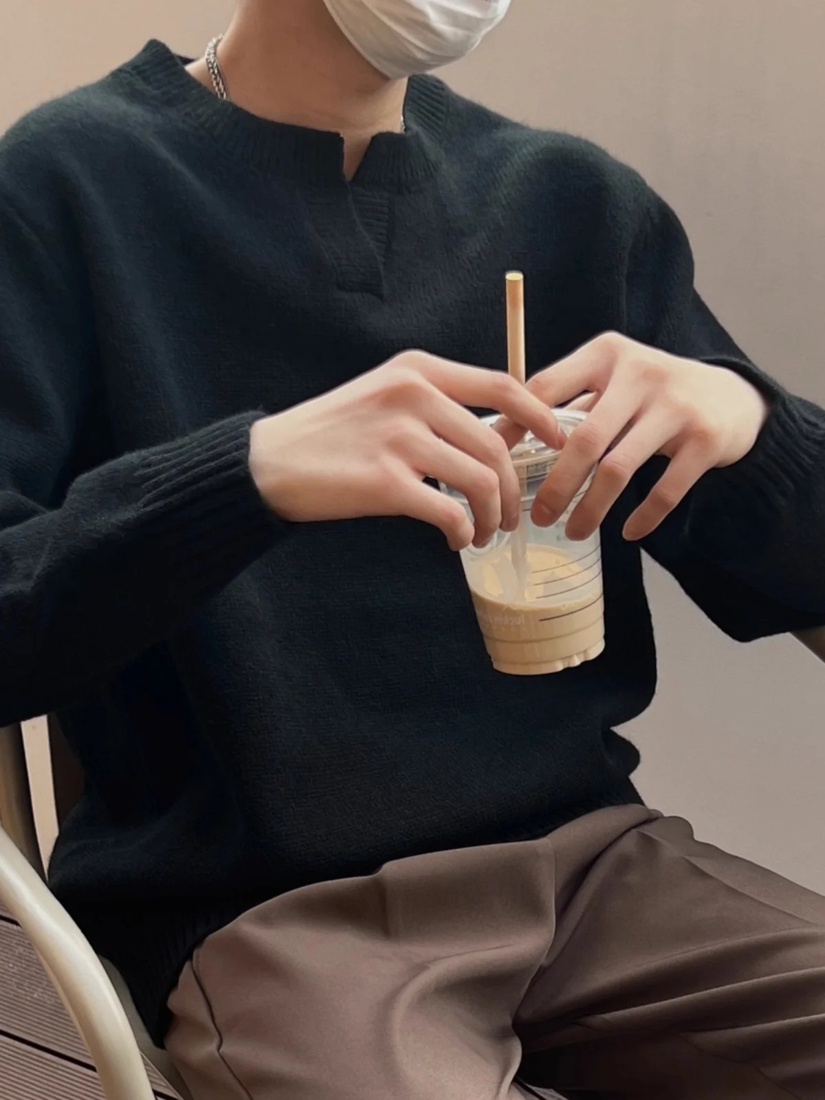 

Men's V-Ne Knitwear Long Sve Faionable Autumn Winter Outerwear Warm Base Layer Lazy Sle Casual Knitted Sweater