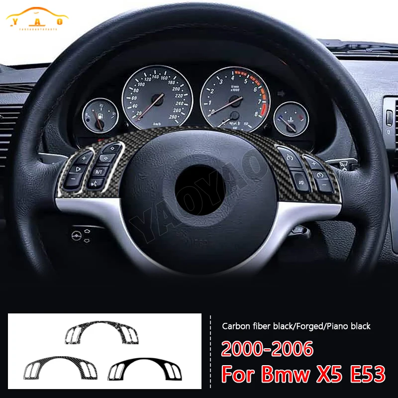 

Car Sticker For BMW X5 E53 2000 2001 2002 2003 2004 2005 2006 Car Steering Wheel Buttons Cover Trim Interior Accessories