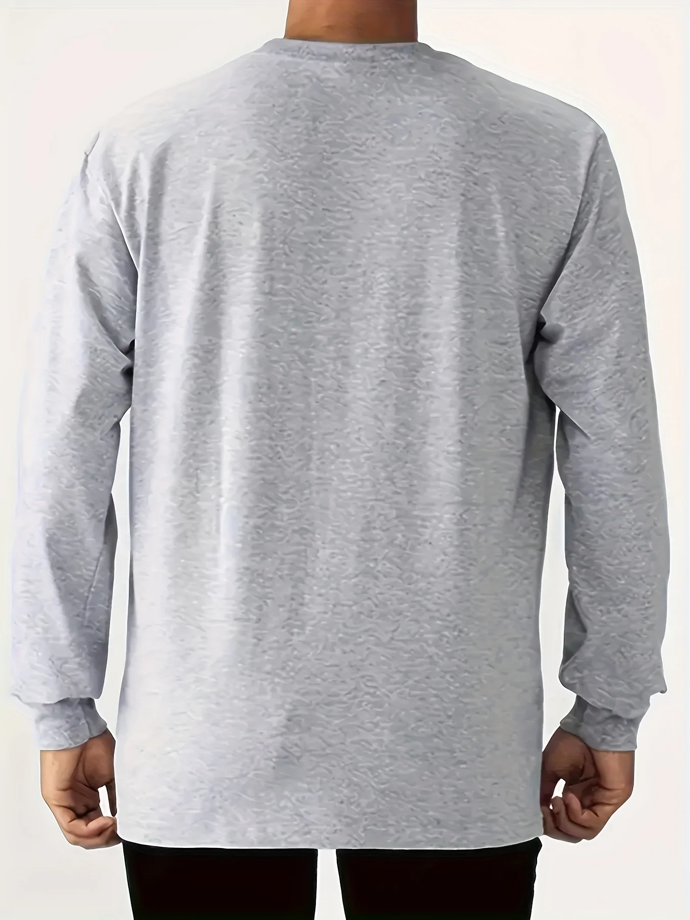Men's 100% pure cotton loose and comfortable casual sports Brooklyn letter printed round neck long sleeved T-shirt top view 6