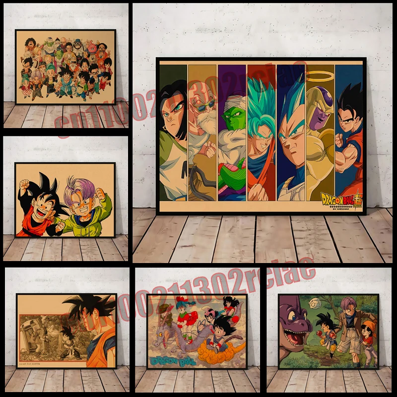 

Bandai Retro Classic Anime, Dragon Ball, Goku, Vegeta, Piccolo, Frisa, Canvas Paint, Printing Wall Art, The Best Gift for Kids