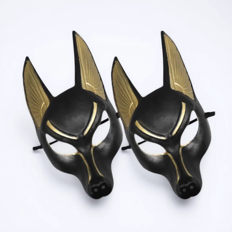 

2pcs Egyptian Anubis Unique Design Halloween Cosplay Party Mask Comfortable Lightweight Adjustable Retro Masquerade Festival