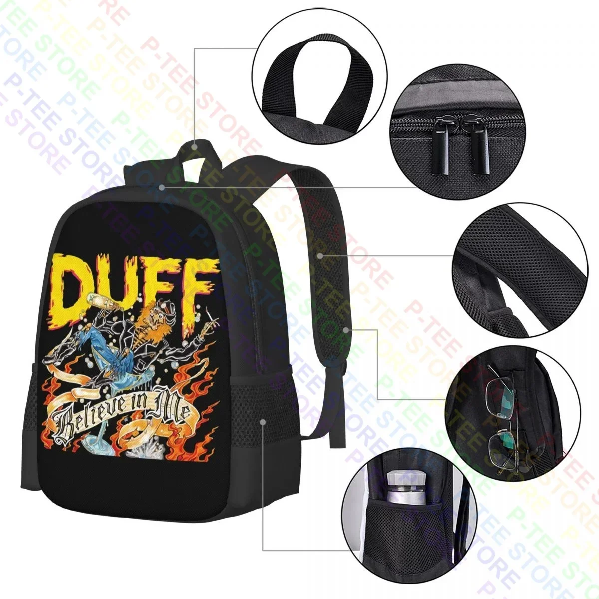 Duff Mckagan Believe In MeBackpack حقيبة مدرسية للسفر ذات سعة كبيرة