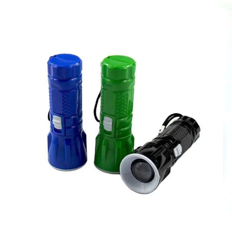 Flashlight Plastic LED Tactical Light with Lanyard, Telescopic Zoomable Portable Flashlight Torch for Camping Outdoor Emergency