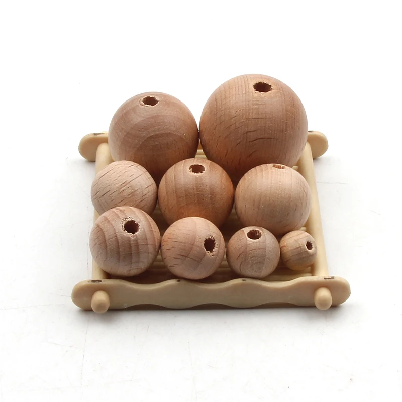 8-30mm Natural Wooden Round Beads Beech Wood Ball Loose Spacer Beads For Jewelry Making Diy Bracelet Necklace Crafts 1-100pcs