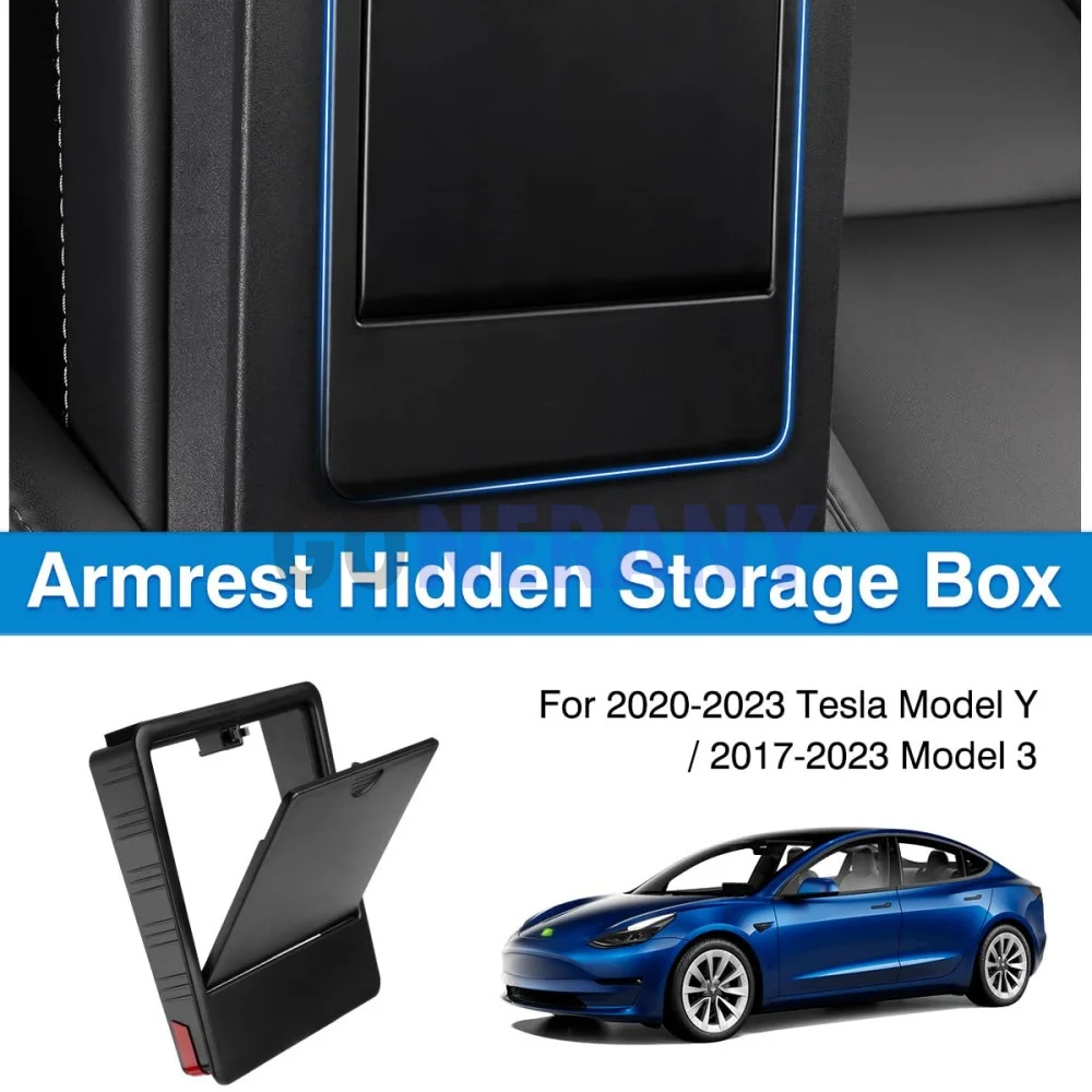 For Armrest Hidden Storage Box Tesla Model Y 3 2023-2017 Center Console Organizer Armrest Hidden Secret Compartment Accessories