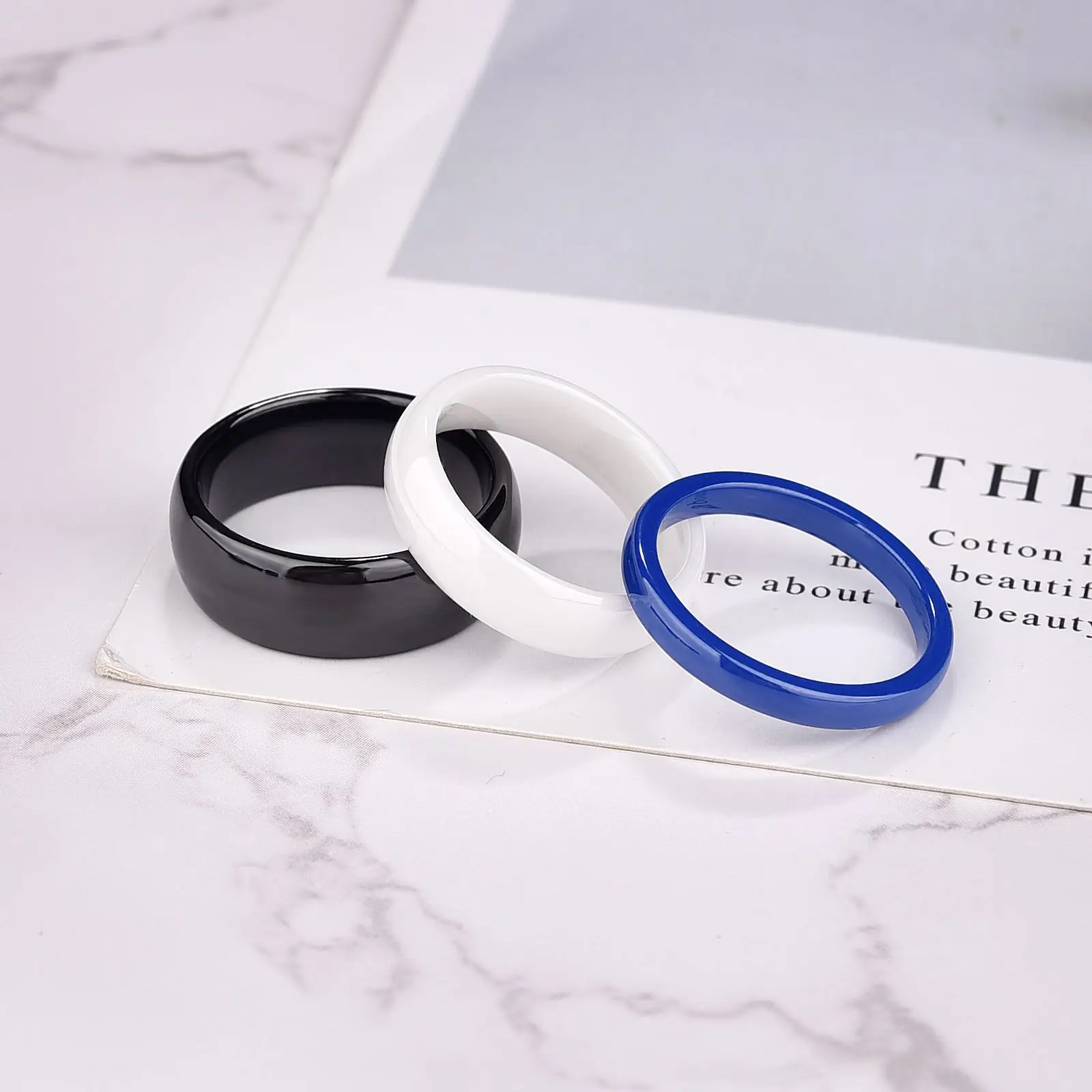 5/6/7/8/9/10mm Coloful Fashion Hand Cut Ceramic Ring For Women Men Aesthetic Romantic Finger Rings Wedding Jewelry Gift