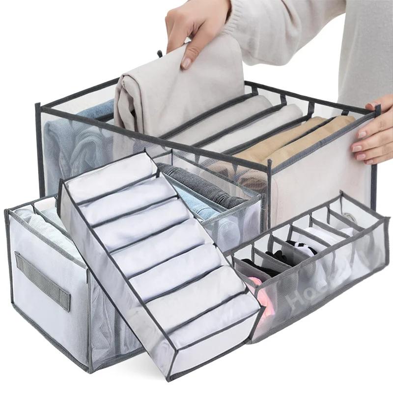 Foldable Pants Organizer Drawers Bras Socks Underwear Organizer Closet Storage Box For Clothes T-Shirt Jeans Storage Organizers