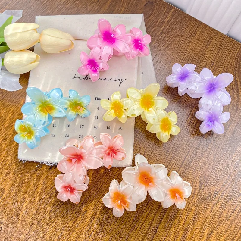 Flower Hairpin Clip Back of Head Hairpin Shark Clip Seaside Vacation Hair Accessories for Women