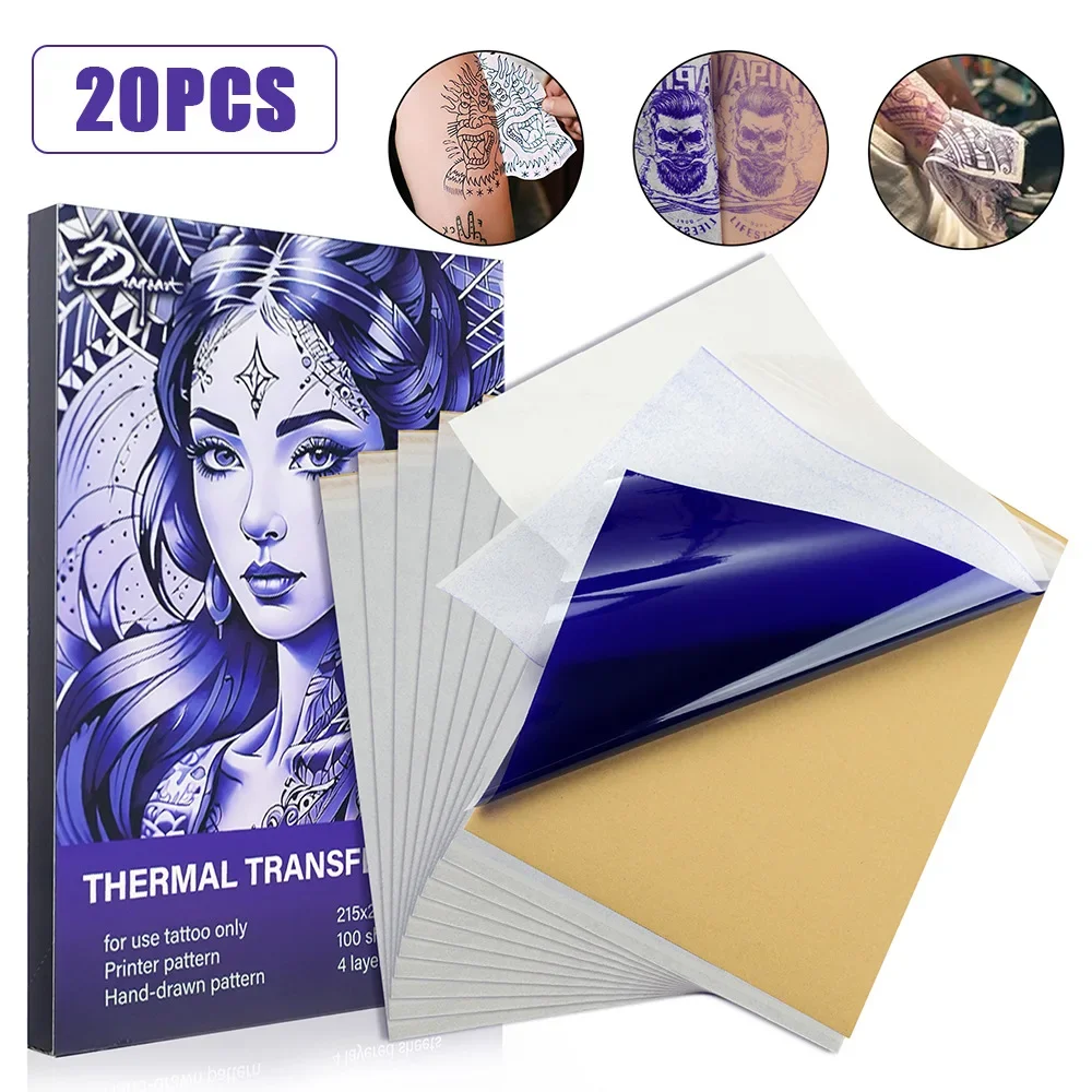 20Pcs/box Tattoo Transfer Paper 4 Layered Sheet Hand Drawn Machine Tattoo  Copy Paper Thermal Printing High Definition Pattern