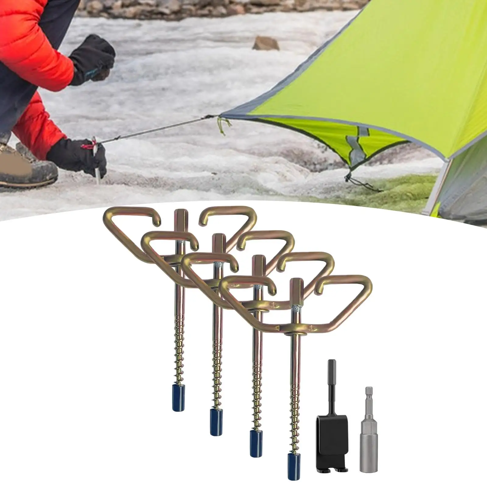 

4x Ice Fishing Anchors Ice Shanty Anchors Ice Anchor Tool Strong Tent Pegs Ice Shelter Accessories Ice Fishing Shelter Anchor