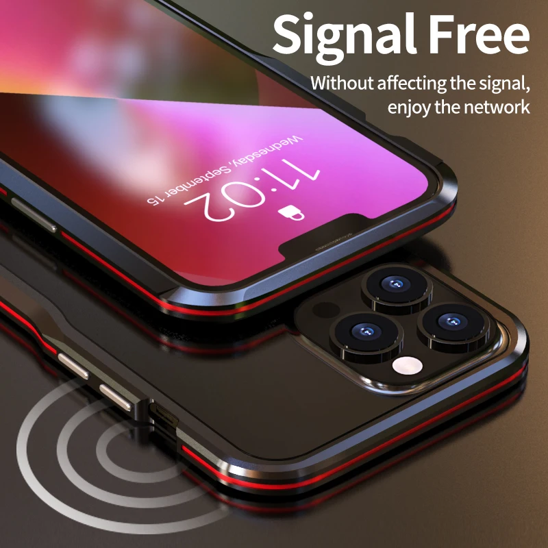 Odporne na wstrząsy etui na telefon iPhone Air 16 15 14 13 12 11 17 Pro Max Mini 17E 8 7 SE 3 XR XS Armor Metal Bumper Aluminum Case Cover — zdjęcie produktu 3