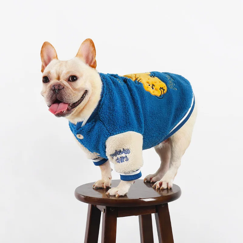 Winter New Splicing Padded Thickened Pet Casual Baseball Uniform Warm Dog Jacket French Bulldog Schnauzer Small Dog Clothes