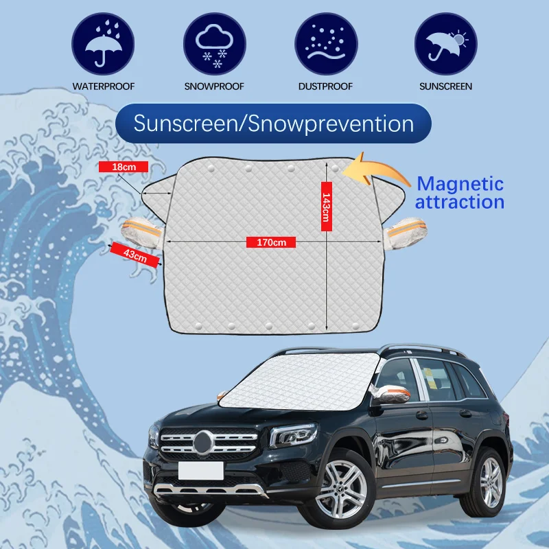 For Mercedes Benz GLB X247 GLB35 Car Winter Windshield Snow Cover Frost Protection Anti-ice Front Windscreen Cover