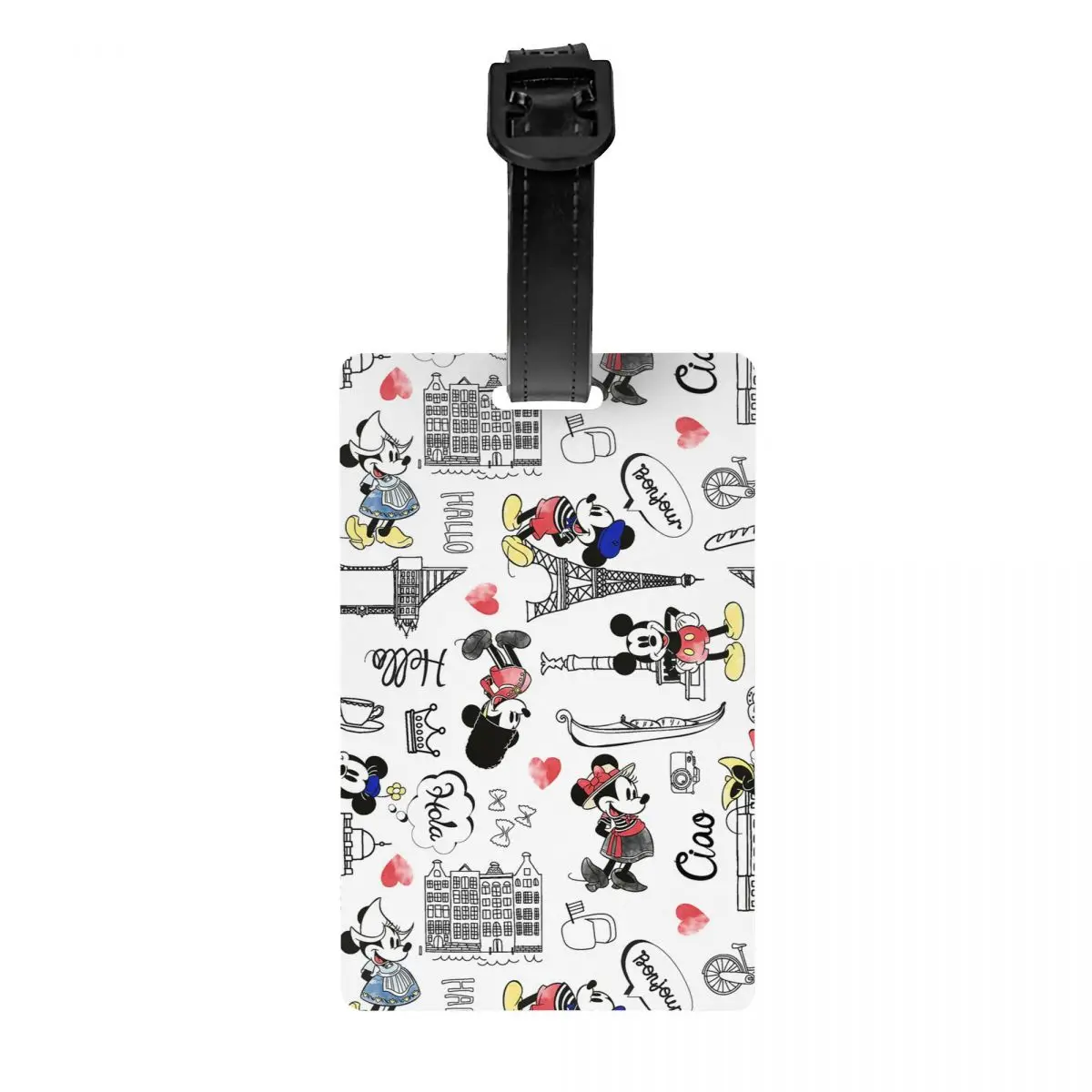 Mickey Minnie Mouse Cities Of Love Luggage Tag With Name Card Privacy Cover ID Label for Travel Suitcase