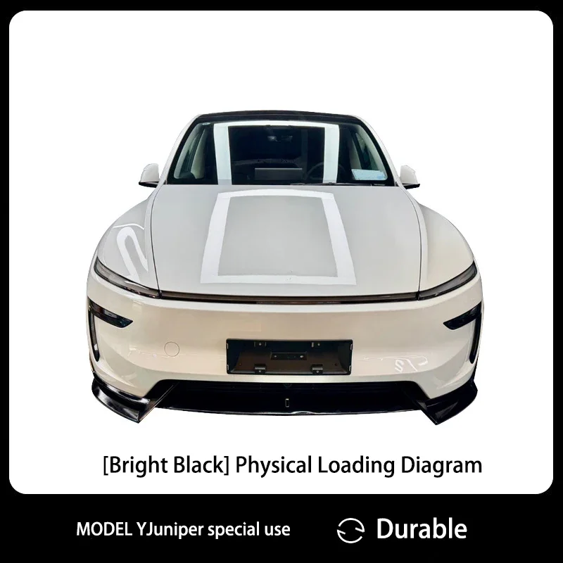 For Tesla 2025 Model Y Juniper Front Bumper Lip Chin Guard Trim Styling Cover Modified Body Diffuser Bright Black Accessories