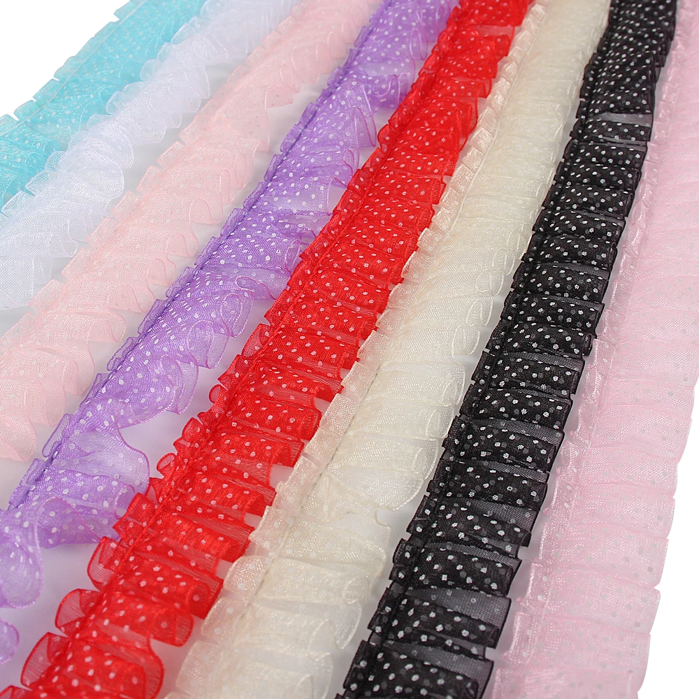 5yards Trim Fold Lace Ribbons Dot Lace For Handmade Dress Garment Sewing Accessories R0406