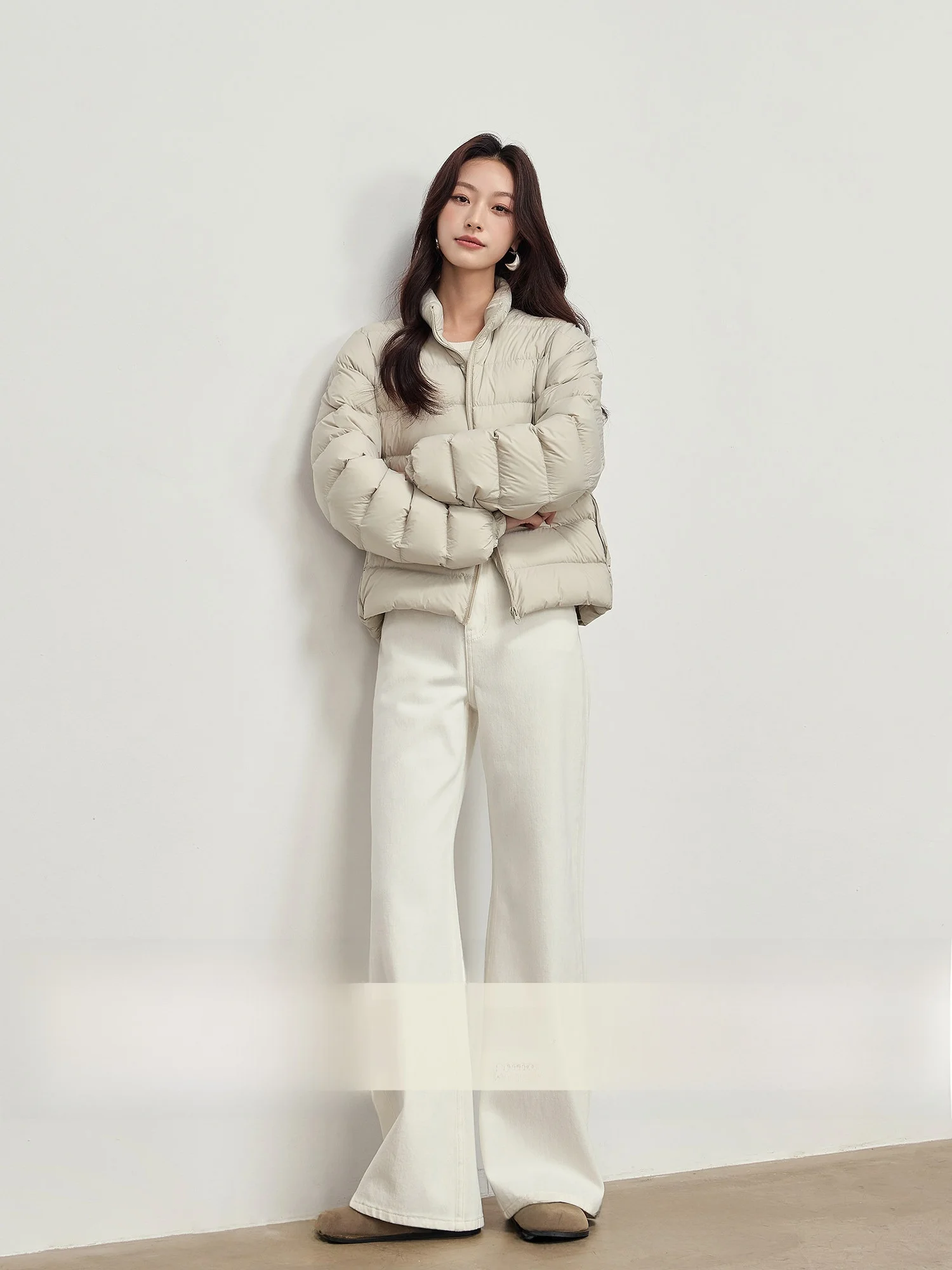 

Белые джинсы прямого кроя с высокой талией, повседневные, женские, зимние, свободные, длинные брюки, удобные, теплые, джинсовые штаны