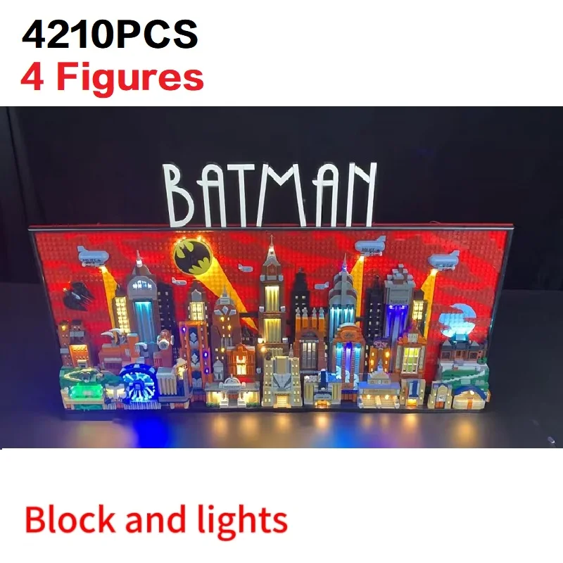 

Со световой анимированной серии Gotham City Skyline, модель строительного блока 76271, сборка дисплея, кирпич, подарки на Рождество и день рождения