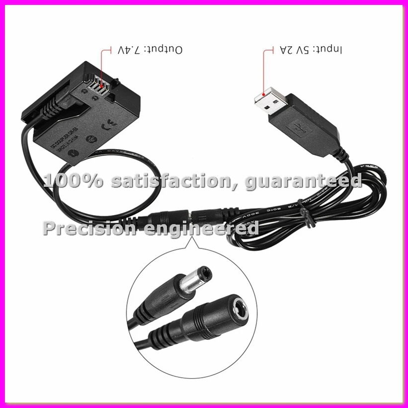 -E8 Dummy Battery with DC Power Bank USB Adapter Cable Replacement for LP-E8 for 550D 650D 700D DSLR Cam-ABVP